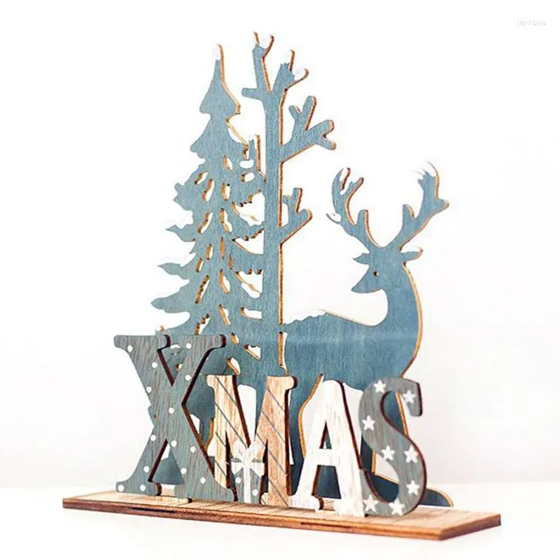 Dekoracje świąteczne 2023 Rok Elk Drewno drzewa rzemieślnicze Ozdoba Noel Dekoracja do domu drewniana wisiorek navidad prezent