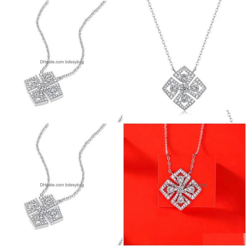 0hdb Pendant Necklaces Sterling Sier 01ct Moissanite Geometric Necklace for Women Jewelry Plated White Gold Diamond Test Pass Giftpendan D