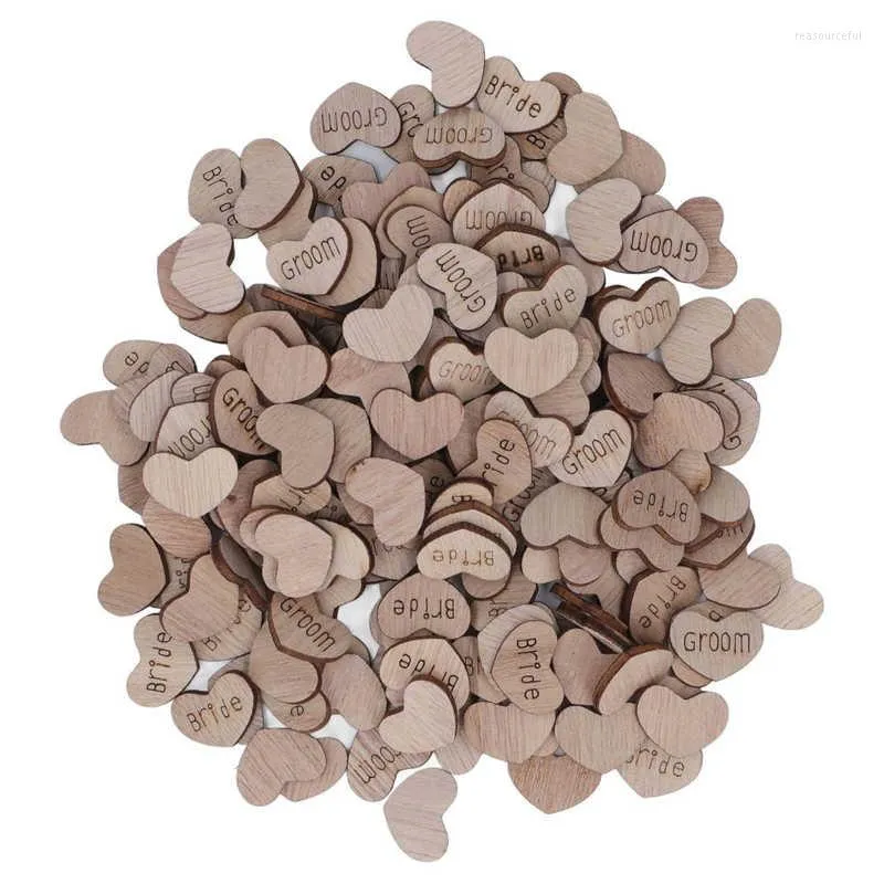 زخرفة الحفلات 400pcs Wood Heart Confetti نقش DIY Making Censle Board تصميم مسطح الظهر 2x1.5 سم دش الزفاف