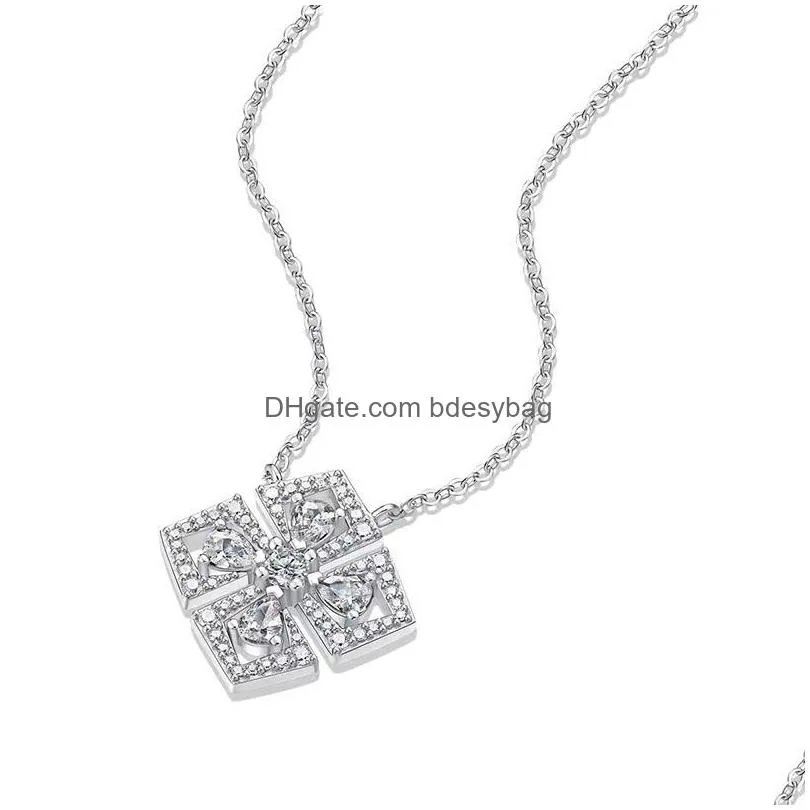 0hdb Pendant Necklaces Sterling Sier 01ct Moissanite Geometric Necklace for Women Jewelry Plated White Gold Diamond Test Pass Giftpendan D