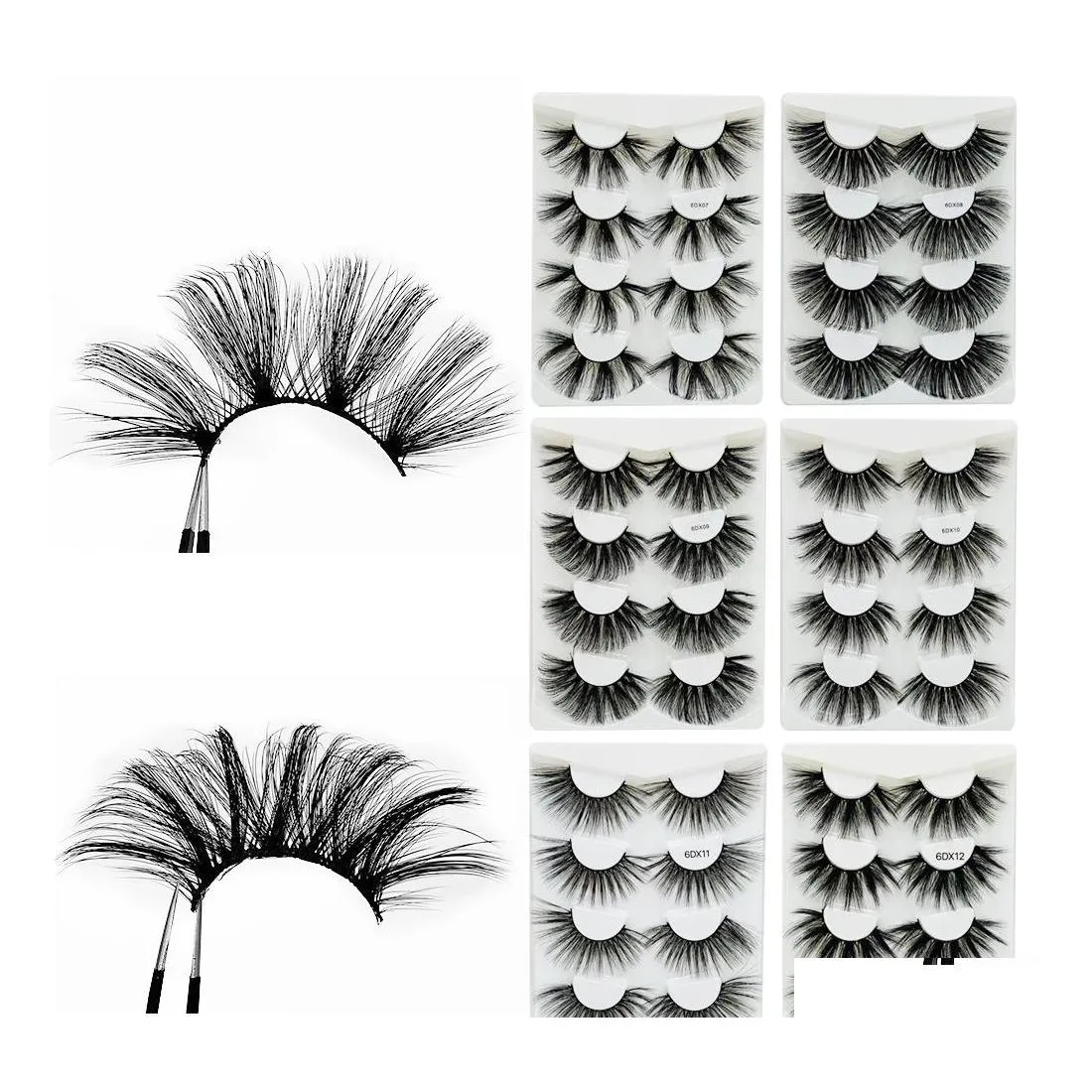 Faux cils 4 paires de boîtes laser avec extensions de cils de vison 6D 25 mm et cils épais 10 styles peuvent choisir Drop Delivery Heal Dhotz