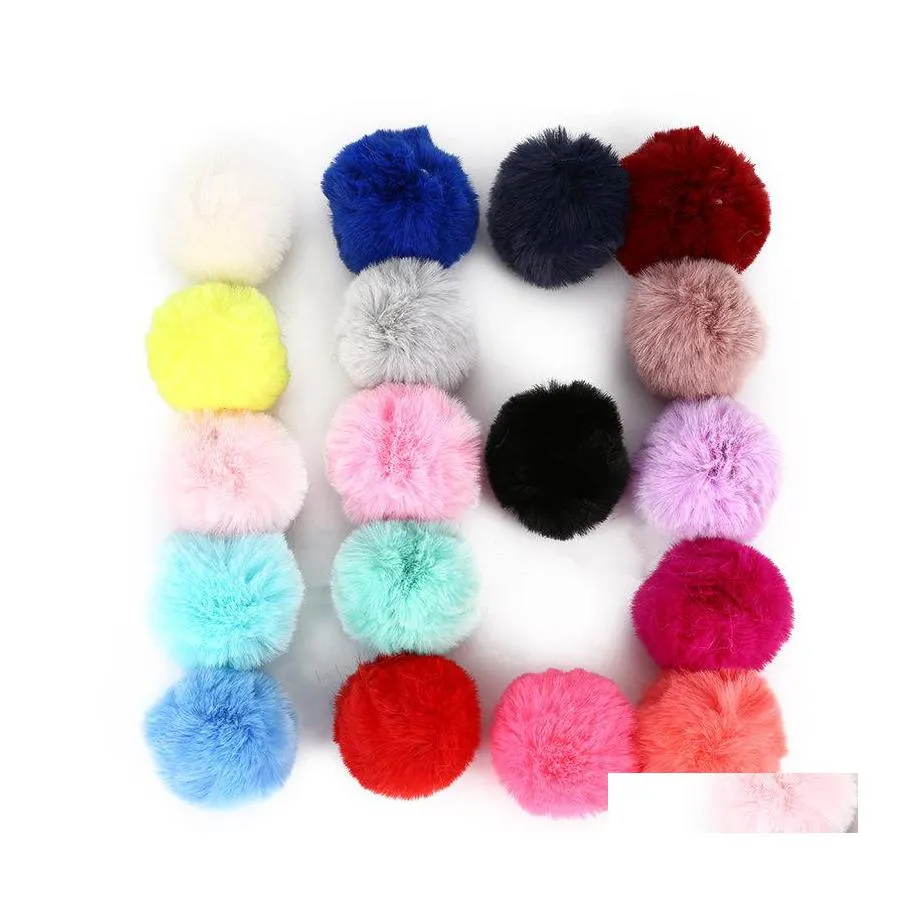 Porte-clés Boules Duveteuses Anneau Pompon En Fausse Fourrure De Lapin Pompons En Peluche Diy Avec Boucle Élastique Pour Chapeaux Porte-clés Sacs À Charme Accessoires Dro Dhz5S