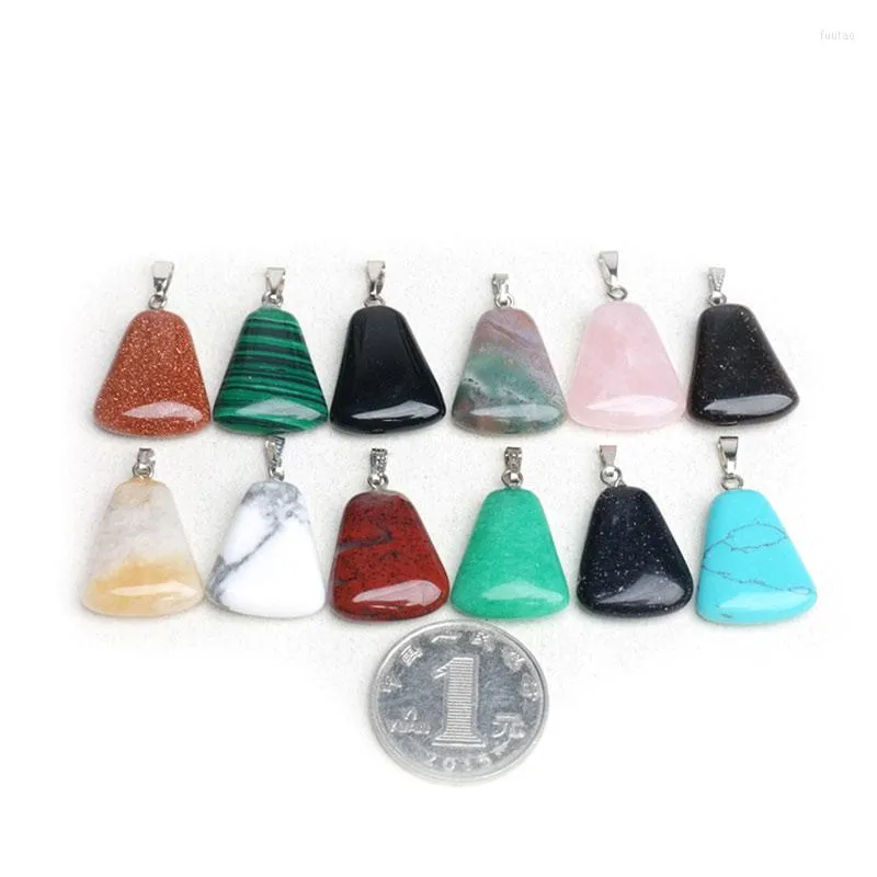 Hangende kettingen 17x24x5mm 10 stks/lot trapezoid agataten/Jaspers/kwarts/tijger eye/zandsteen hangers voor ketting sieraden maken snuisterij