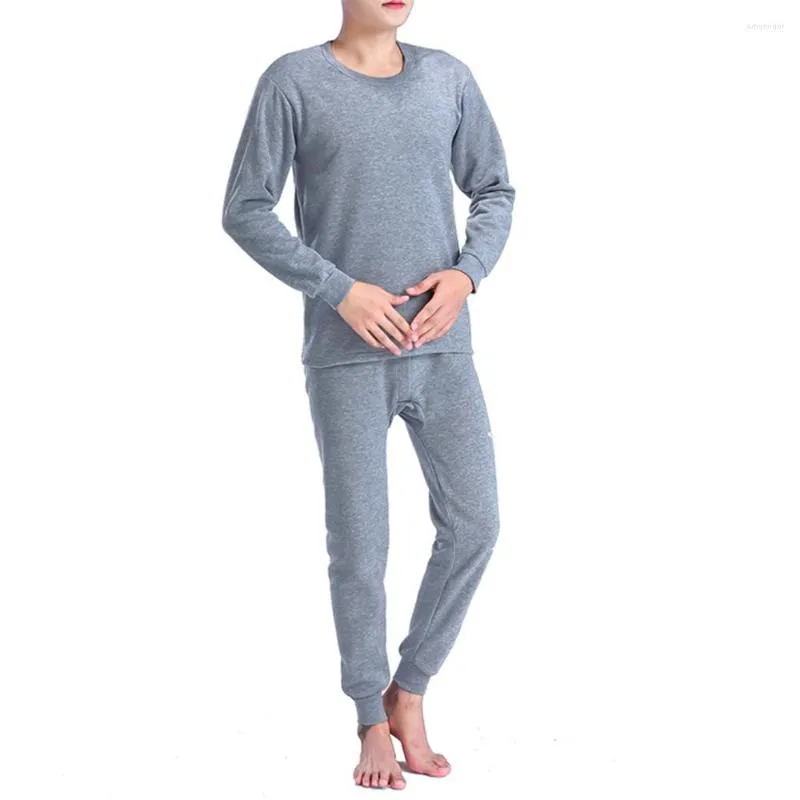 Мужское тепло -нижнее белье мужчины зимние теплые стройные брюки скинни длинные джонс пижама наборы повседневные эластичные термал.