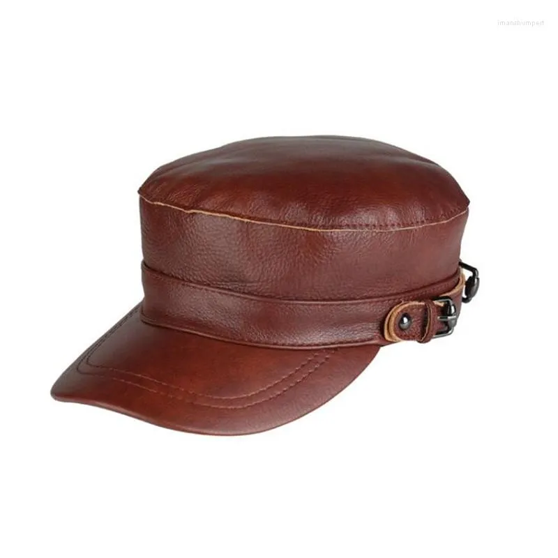 Berets męski damski damski kapelusz nauszniki oryginalne skórzane ciepłe czapkę płaskie top młode starsze czapki modne w średnim wieku