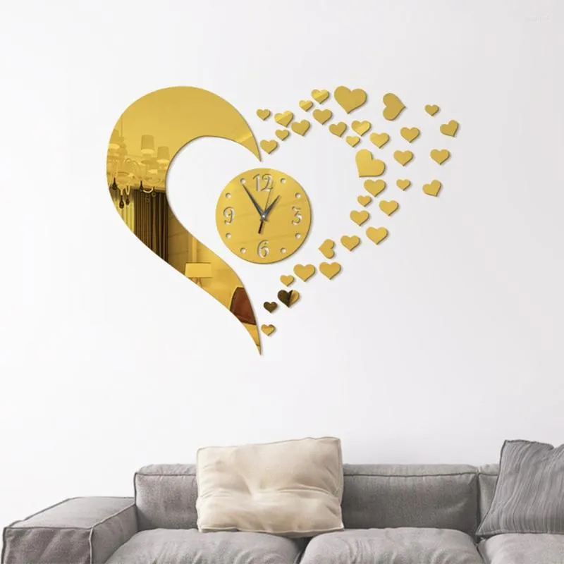 Настенные часы северные творческие DIY Акриловый зеркало любовь комбинация часы гостиная спальня