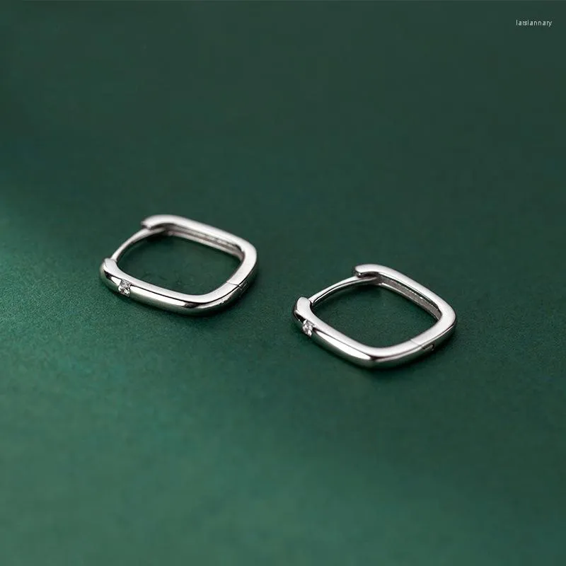 Hoop oorbellen Real 925 Sterling Silver Square sierlijke zirkoon gemetrische hoepels voor vrouwen fijne sieraden