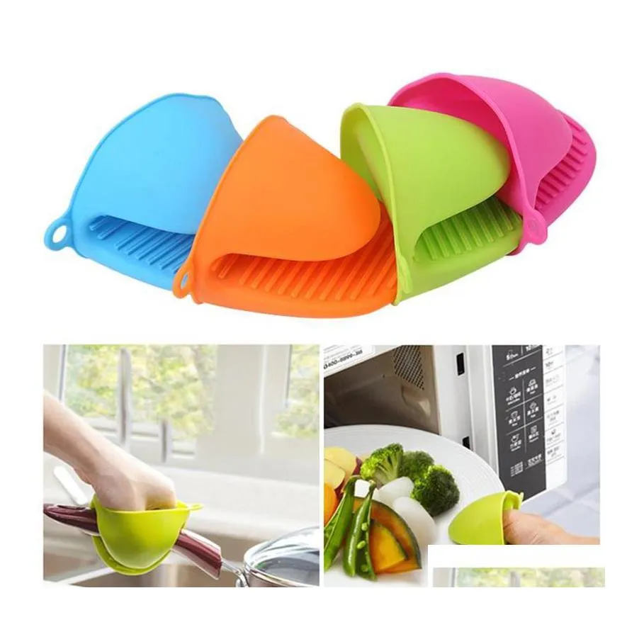 Oven Mitts Sile Heat Resistant Gloves Tray Dish Bowl Holder Antislip Pot Mitten Finger Protector Cooking Baking Tools Drop Delivery Dhn5V