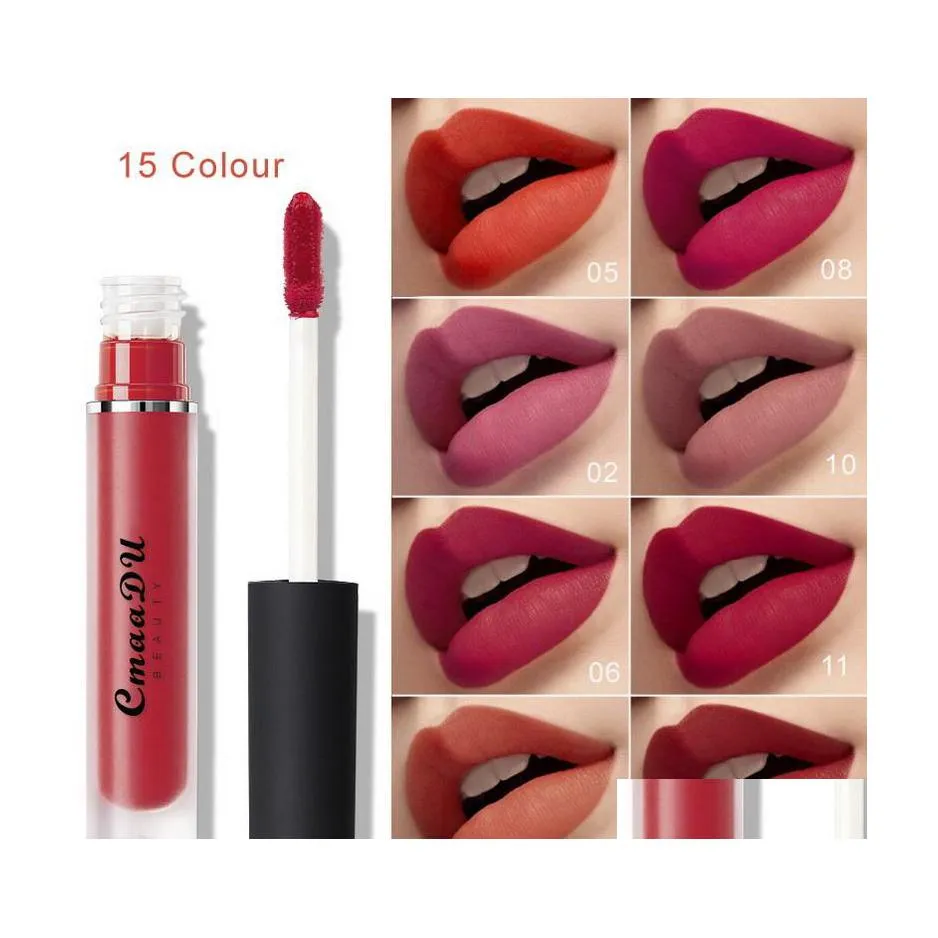 Lip gloss cmaadu schoonheid veet matte lippenstift lippen briljante natuurlijke make -up mat vloeistof lipgloss drop levering gezondheid dhh7h