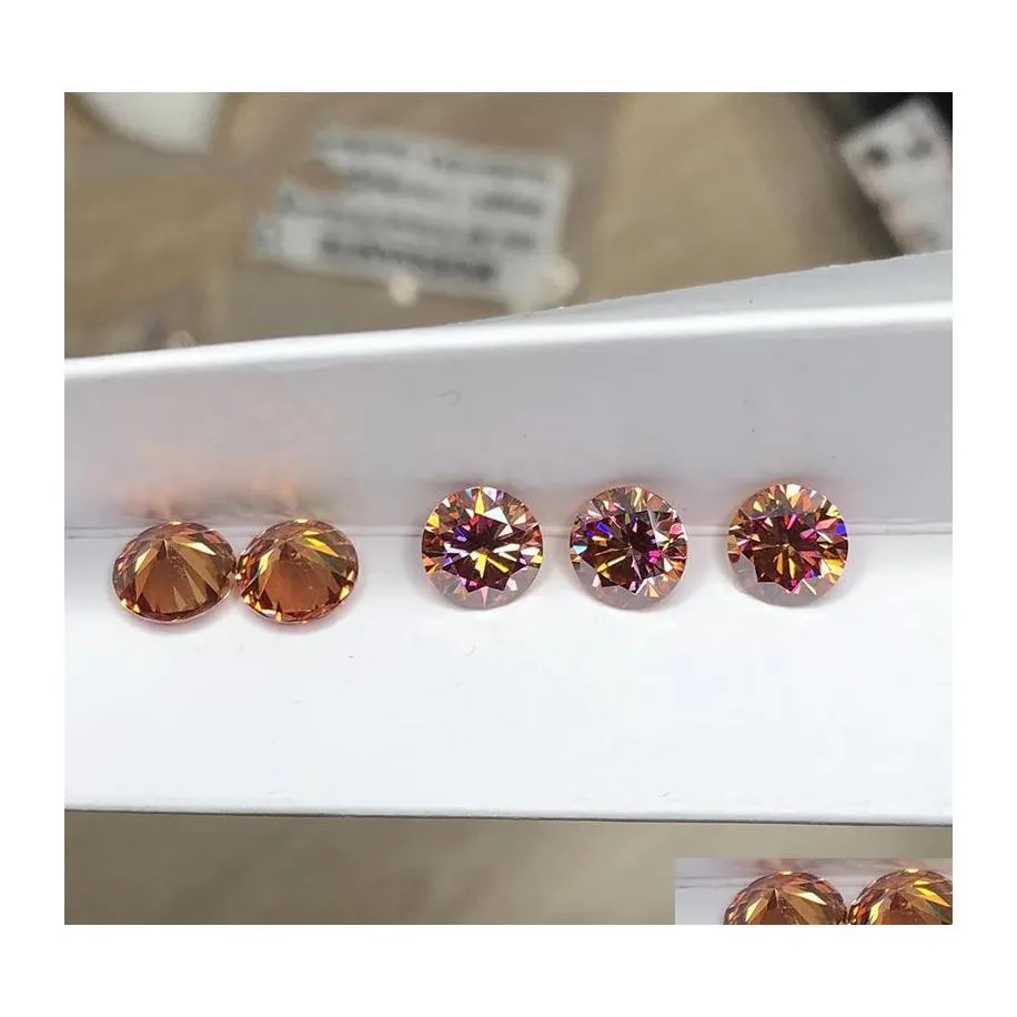 Altro Colore rosso arancione Vvs1 Pietre sciolte Moissanite taglio rotondo 8 Pietre sfuse a forma di cuore Freccia Diamante Test Pass Pietra preziosa per gioielli fai da te Altro Altro Dhumi