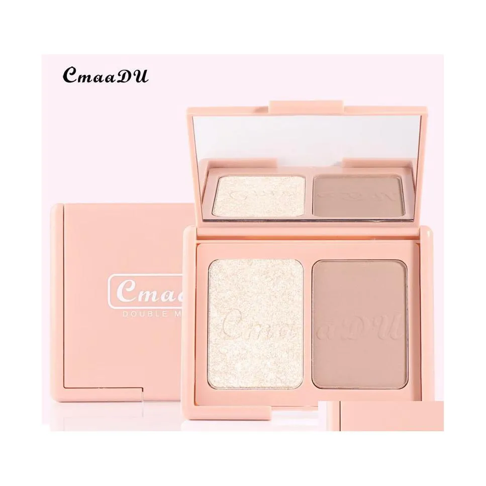 Blush Cmaadu Two Tone Pink Highlight Powder Contouring Palette Dlicate Natural Modifica il viso Leggermente ubriaco Nude Repair Makeup Dro Dhy58
