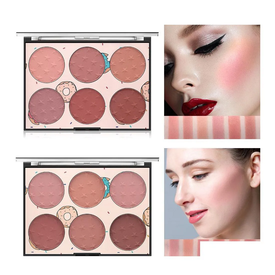 Blush Makeup 6 Color Palette Matte Pearlescent Long Last Natural Miss Rose Blusher Plate Drop Delivery Health Beauty Face DHQYW