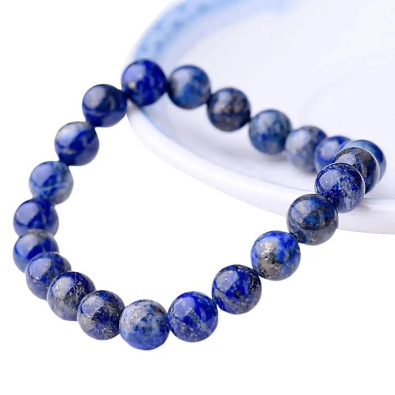 Strand z koralikami pasma naturalne 8 mm lapis lazuli koraliki bransoletki unisex elastyczna Boletka Kamienna Bransoletka dla mężczyzn Kobiet biżuterii Podarunki