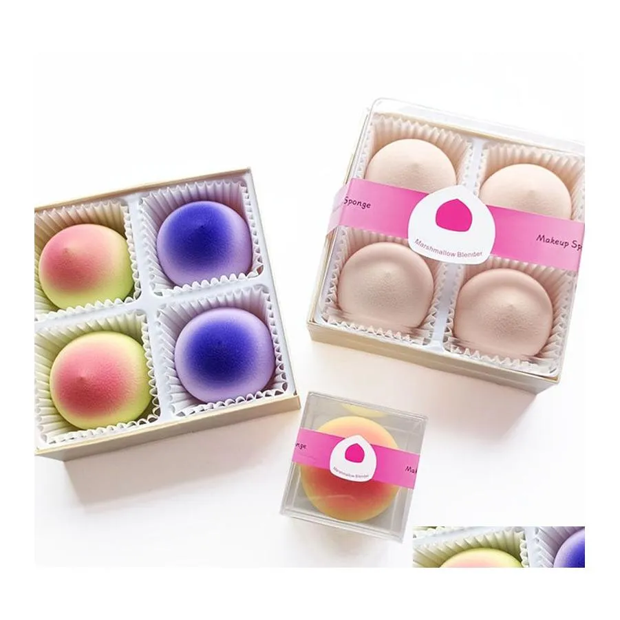 Süngerler Aplikatörler Pamuk 4pcs/Set Peach Kozmetik Puf Kawaii Makyaj Araçları Süper Toz Snowmist Ayar Sünger Damla Teslimat He Dhuom