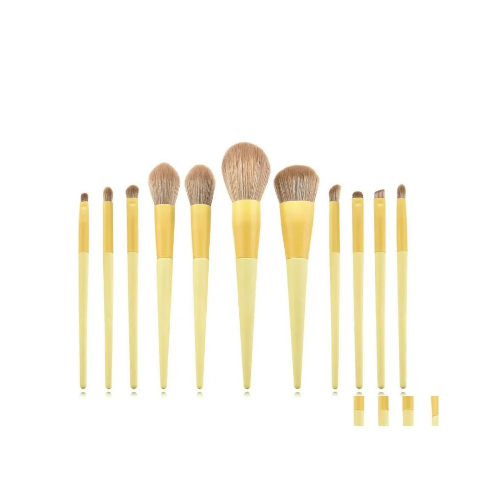 Makeup Brushes 11st/Set Professional Set Powder Blush Eyeshadow Scrping Brush Make Up Cosmetic Set 10 Drop Delivery Health Beauty DH6LZ