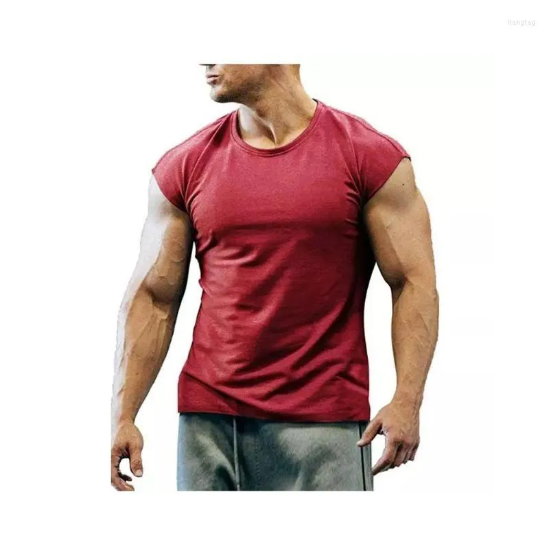 T-shirts pour hommes 2023 Summer Fitness Hommes T-shirt Bodybuilding Stringers Tops Singlet Gymnases Vêtements Coton Chemise Courte Muscle Taille Standard