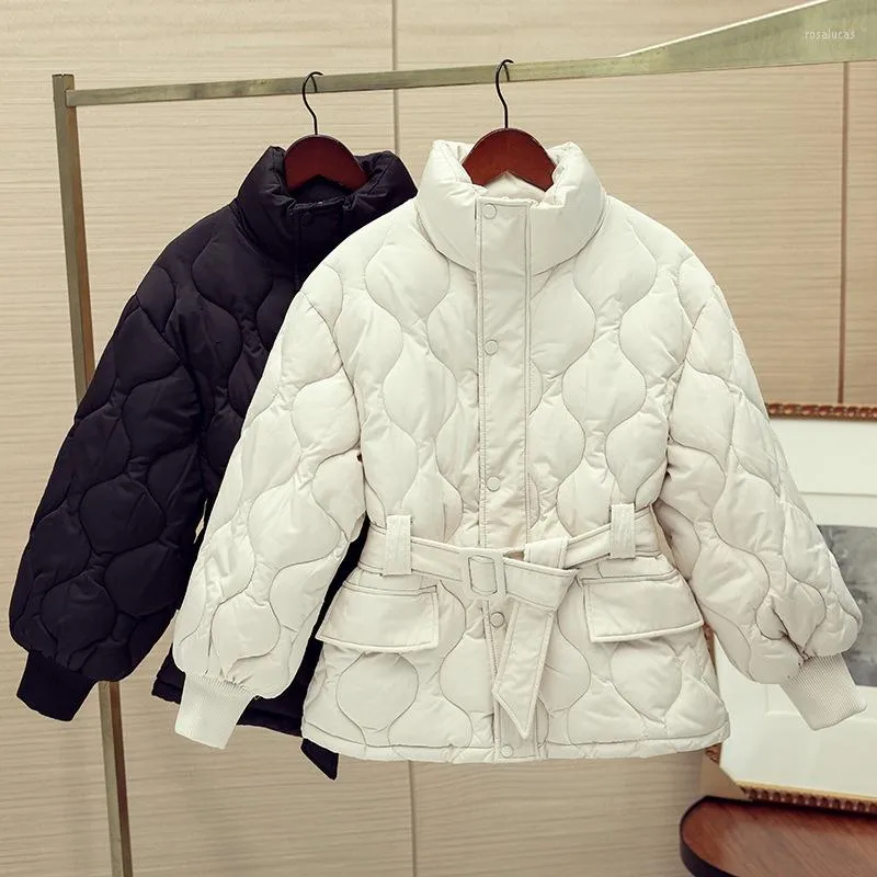Płaszcze damskie 2023 jesień zima kobiety parkas puffer grube ciepłe pikowane bawełniane kurtka odzieży wierzchnia 11 pasa streetwear