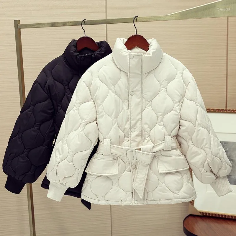 Women's Trench Coats 2023 Autumn Winter Women Parkas Puffer Thick Warm Quilted Down Cotton Outerwear Jacket Oversized Streetwear Feamle Belt