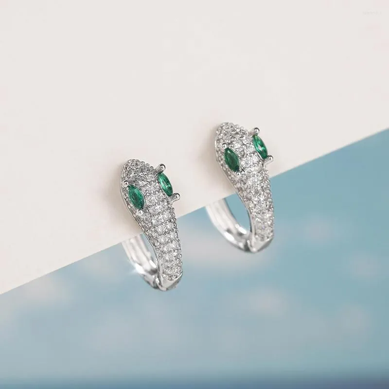 Hoopörhängen 2023 Silverfärg Snake Hook For Women Sparkling Zircon Trendy Elegant Luxury Jewelry Personality Gift Collection
