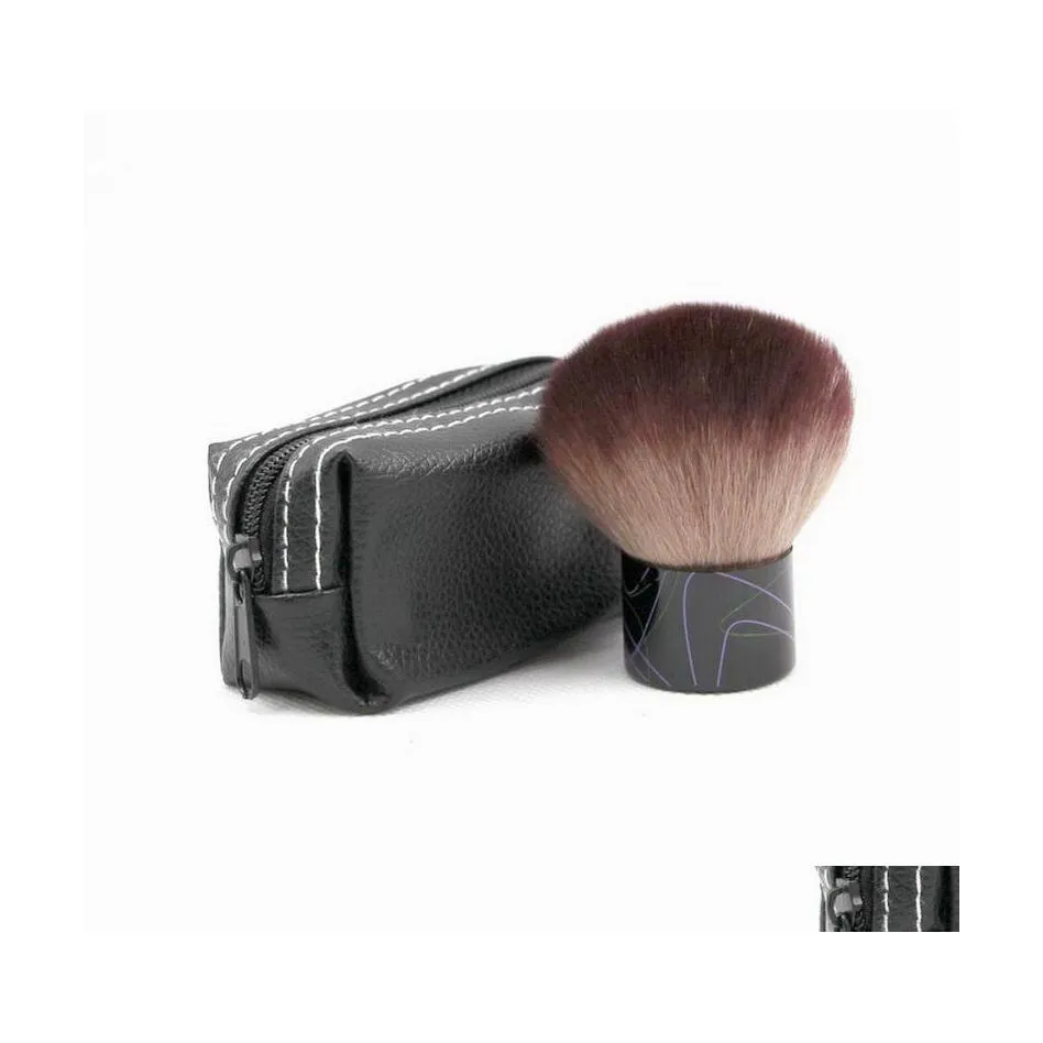 Makeup Brushes Kabuki Brush Single Fluffy Blush Round Rouge Repair Leather Pouch Beauty Tools Drop Delivery Health Accessories Dhzx0