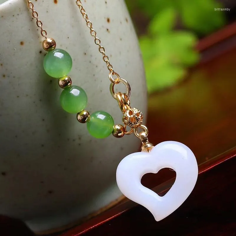 Pendant Necklaces JoursNeige Natural White Stone Heart Shape Pendants Necklace Women Girl Clavicle Chain Jewelry