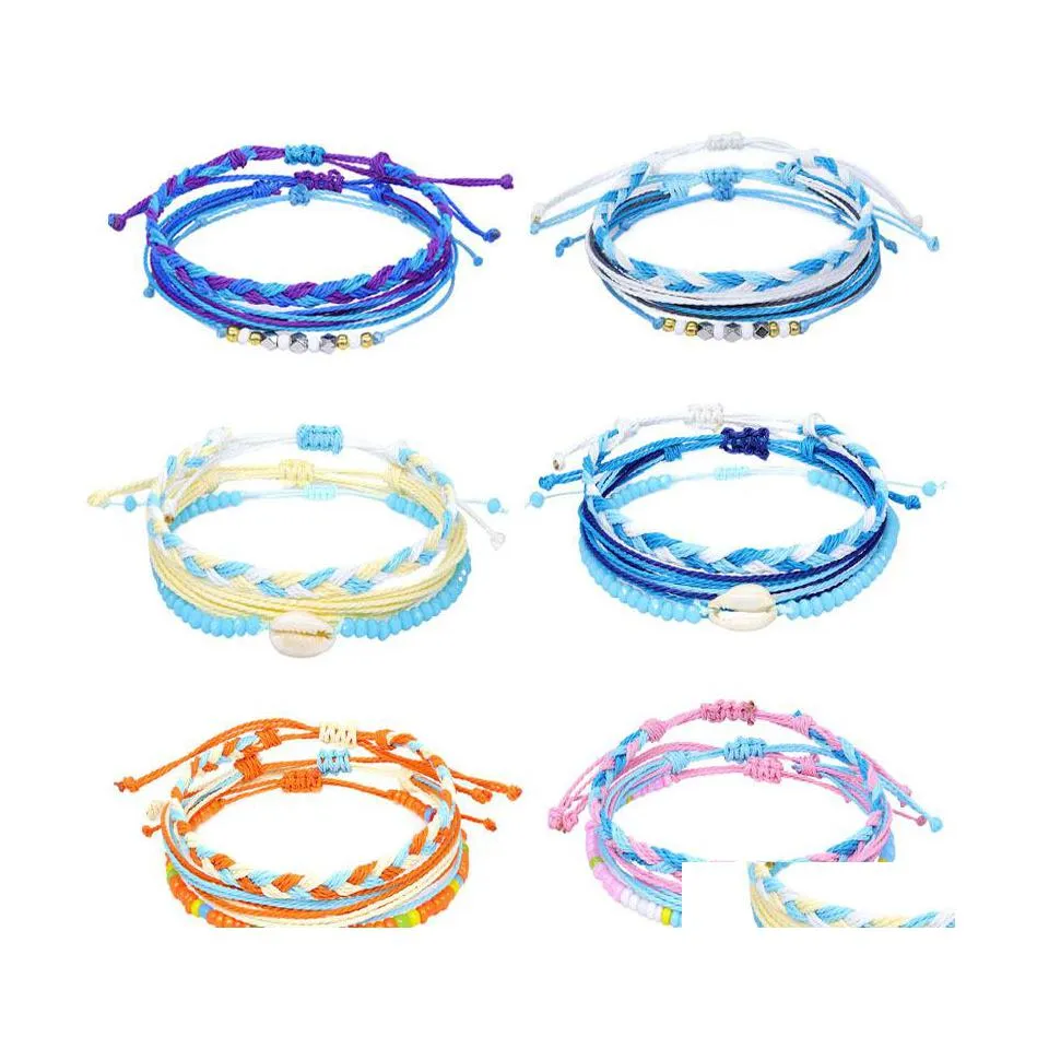 Заклинание браслеты из бисера Beader String Boho Braided Bracelet Set Регулируемые водонепроницаемые пляжные украшения для женщин -подростков Q556FZ Drop Delivery Dhdnn