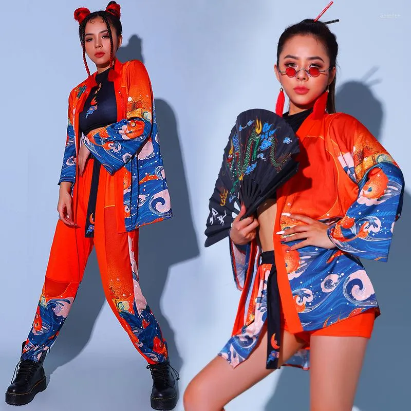 Scene Wear Bar Women DJ Costumes Chinese Style Hip Hop Clothes Jazz Performance Outfit Gogos Dance Festival Rave BL5408