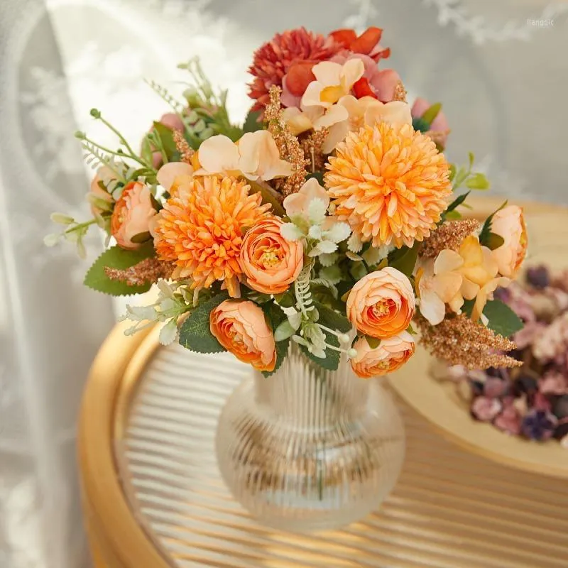 装飾的な花がfall fall fall fall hydrangea Peony Silk Table Centerpieces Wedding Rose Dandelion Ball FakeBouquetsパーティーの装飾