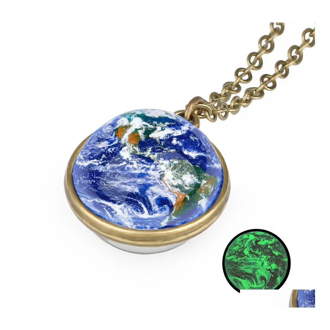 Pendentif Colliers Huit Planète Espace Boule De Verre Collier Lueur Dans Le Sombre Soleil Terre Sphère Système Solaire Galaxie Bijoux Cadeau Goutte Del Ot7Jr