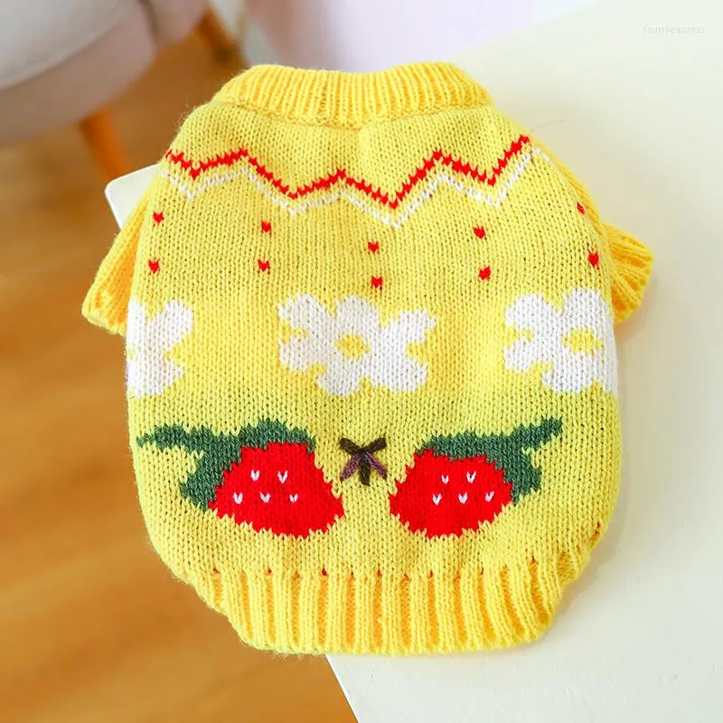 Vestuário para cachorro pequeno suéter de gato capuz de morango design de pão de estimação de cachorro jumper de inverno roupas quentes