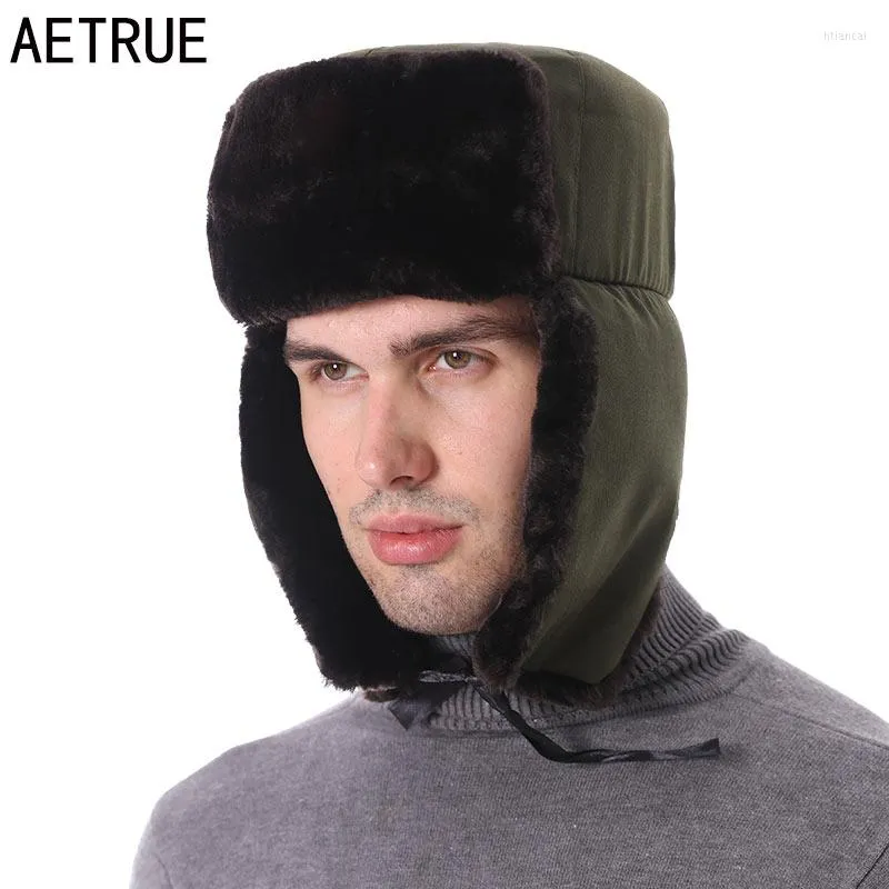 Berets Aetrue Winter Bomber Hat Hat Hats for Women Earfflap Shicay Warm Ski Outdoor Sport Gorro Mask Male Balaclava