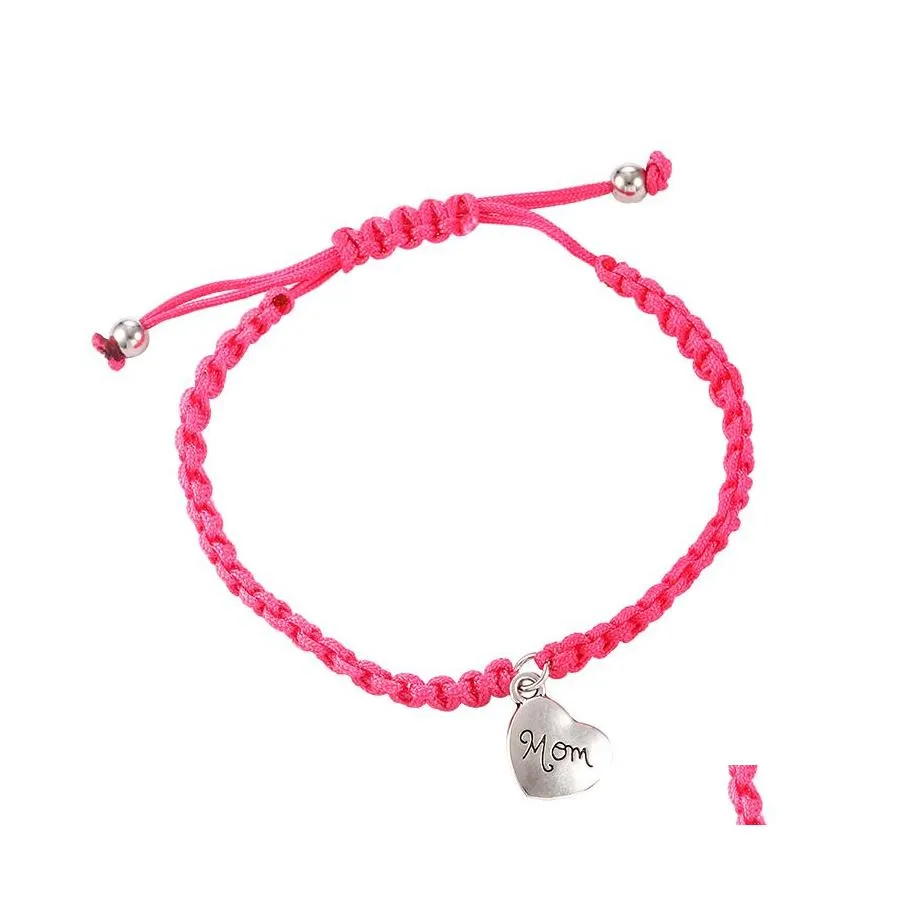 Charm-Armbänder „Ich liebe dich“, Fadengewebter Glücksschmuck für Muttertagsgeschenk, Familie segne Seilarmband, modische Drop-Lieferung