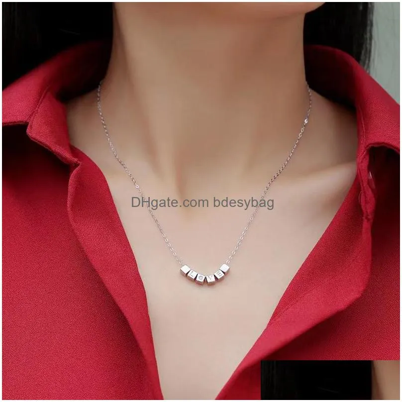 9bgl Rbl7 Pendant Necklaces Trendy S925 Sier 0015ct d Color Moissanite Love Necklace for Women Plated White Gold Square Giftpendantpendant Dr Dh