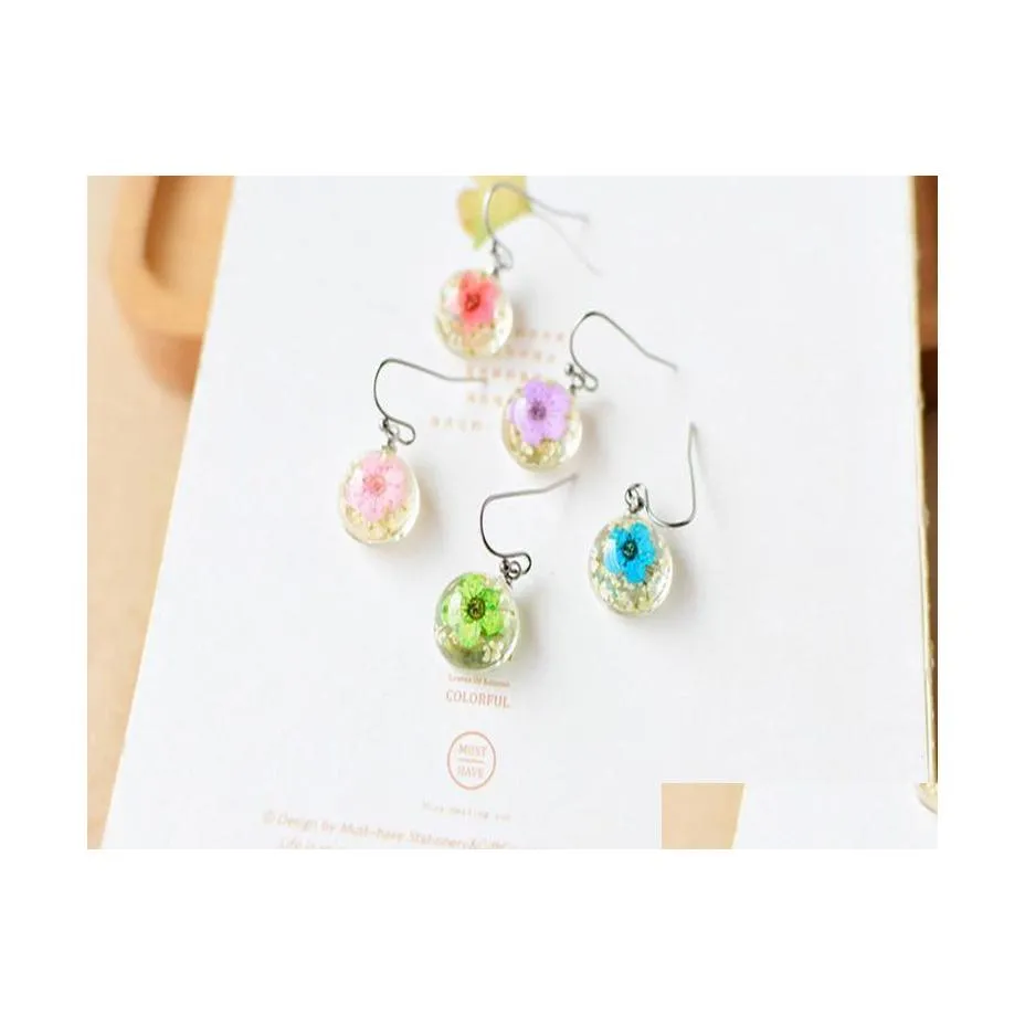 Dangle Lustre Pissenlit Fleurs Séchées Boucles D'oreilles 5 Couleurs Véritables Jonquilles Fleur Boucle D'oreille Boule De Verre Pressé Boucle D'oreille Bijoux Cadeau W Dh4Za