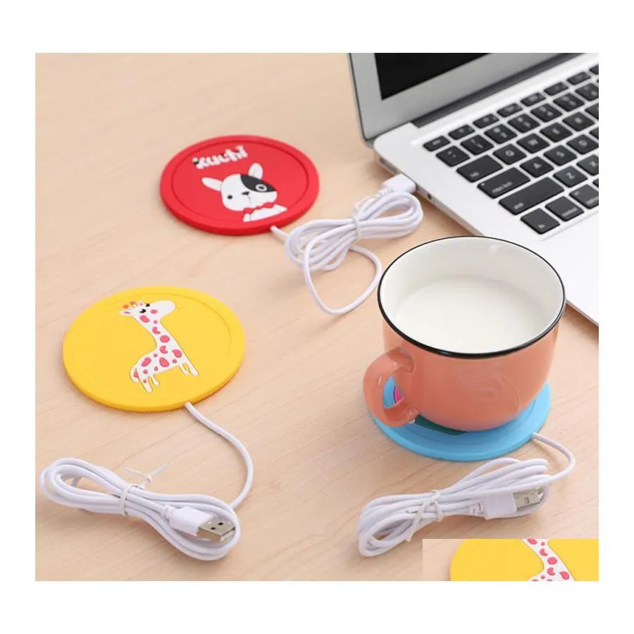 Mats Pads Usb Cartoon Sile Cup Warmer Heat Beverage Mug Mat Keep Drink Warm Heater Mugs Coaster Drop Delivery Home Garden Kitchen Dhc3K