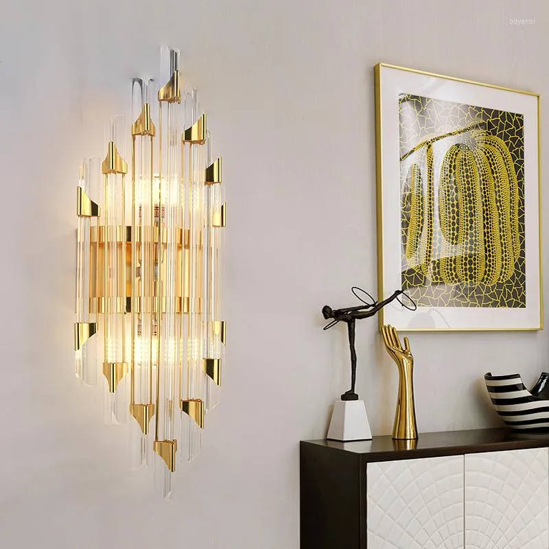 Lampes murales Lampe de cristal de luxe moderne Salon TV Fond Simple LED Sconce Chambre Allée Décoration Luminaires d'intérieur