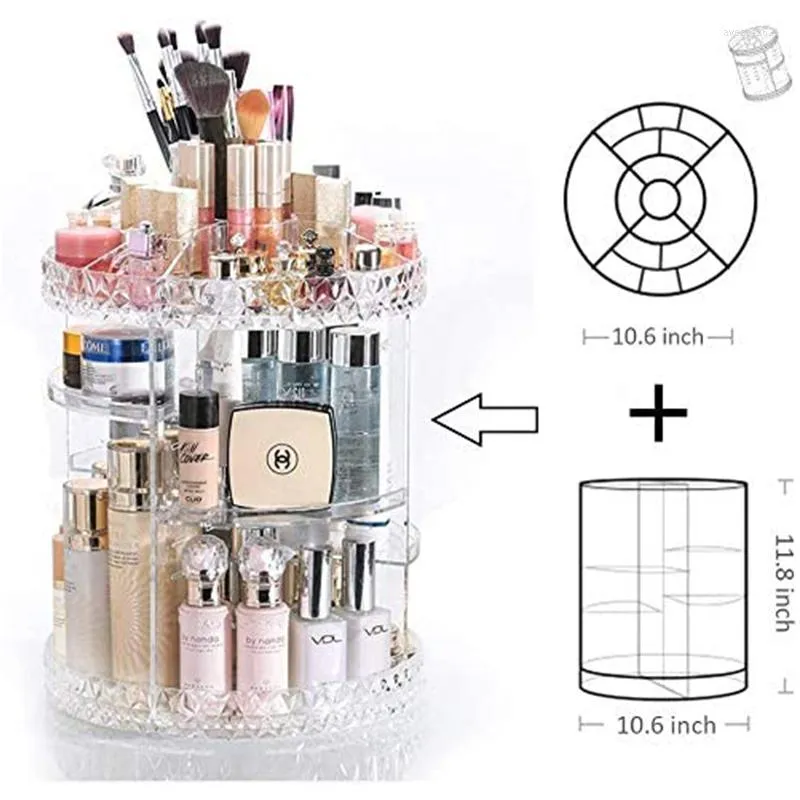 Storage Boxes White 1PC 360 Degrees Rotating Cosmetic Rack Lipstick Jewelry Case Holder Display Stand Box MakeUp Organizer