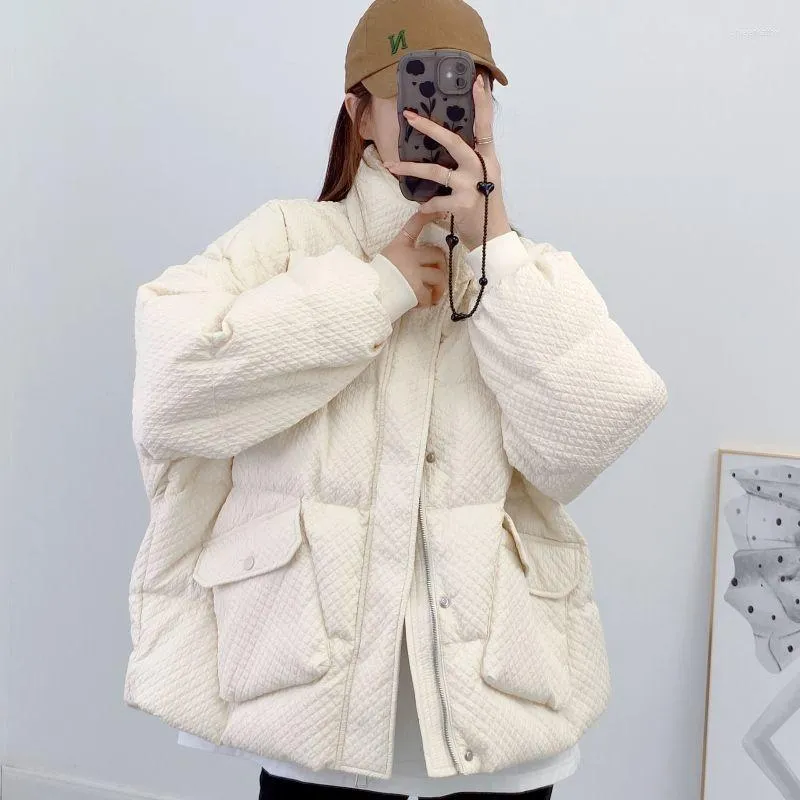 Women's Trench Coats Bread Suit Cotton Jacket Female Short 2023 Winter Korean Fashion Small Loose Standing Collar Design Sense Casual Warm