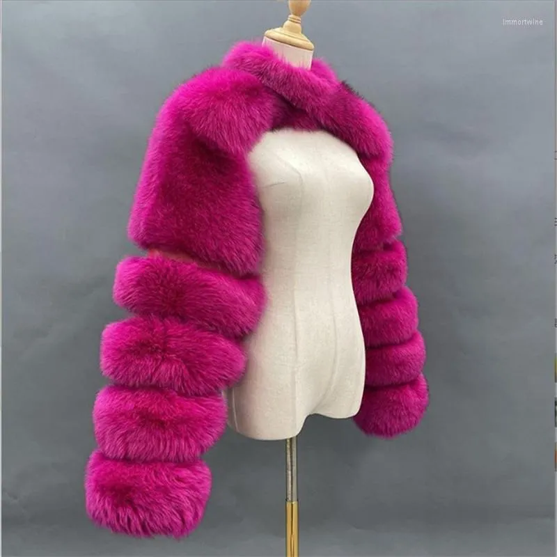 女性用ファーファッション冬の高品質ショートフェイクコート女性ビンテージ長袖ウォームミンクスリムジャケットファーリーフェムトップ