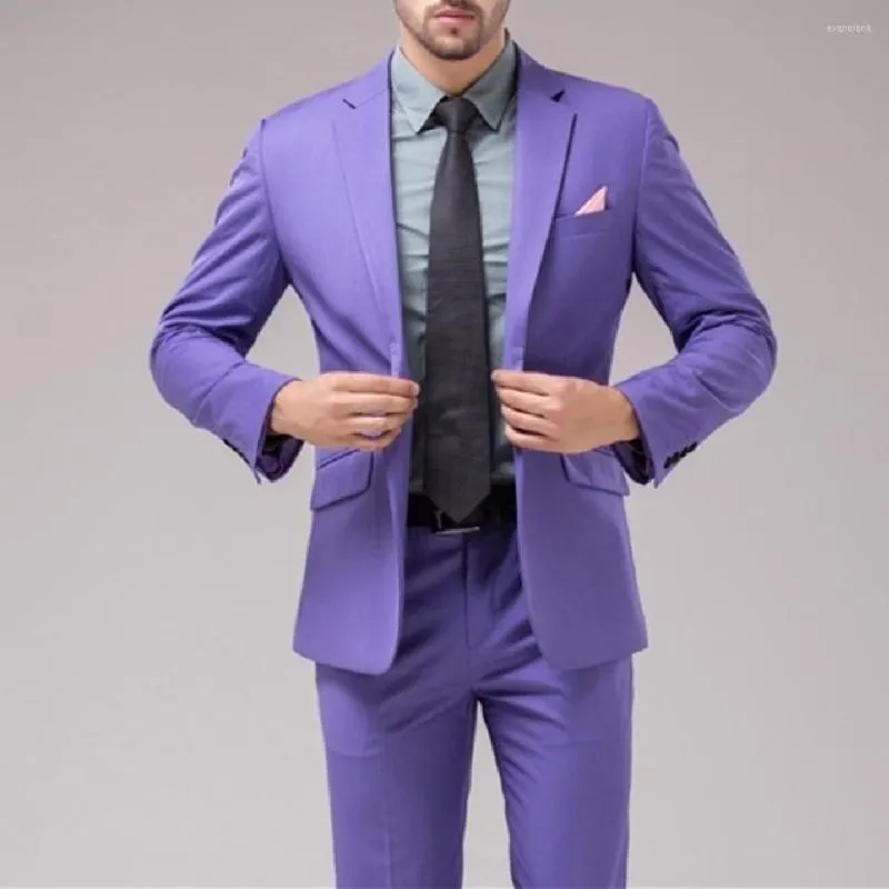 Costumes pour hommes 2023 formel décontracté hommes costume mariage marié porter Slim Fit pour violet couleur smoking vestes Blazer manteau pantalon 2 pièces