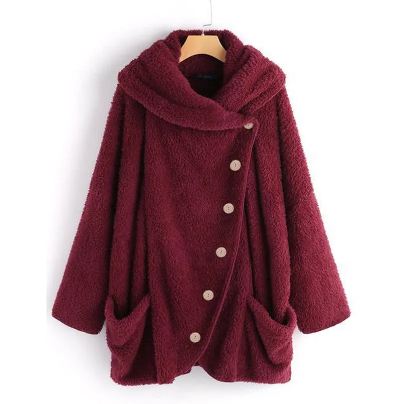 Women's Jackets Vest Coats Cloak Pockets Vintage Women Casual Oversize Solid Big Turtleneck Coat Christmas Gifts MomWomen's