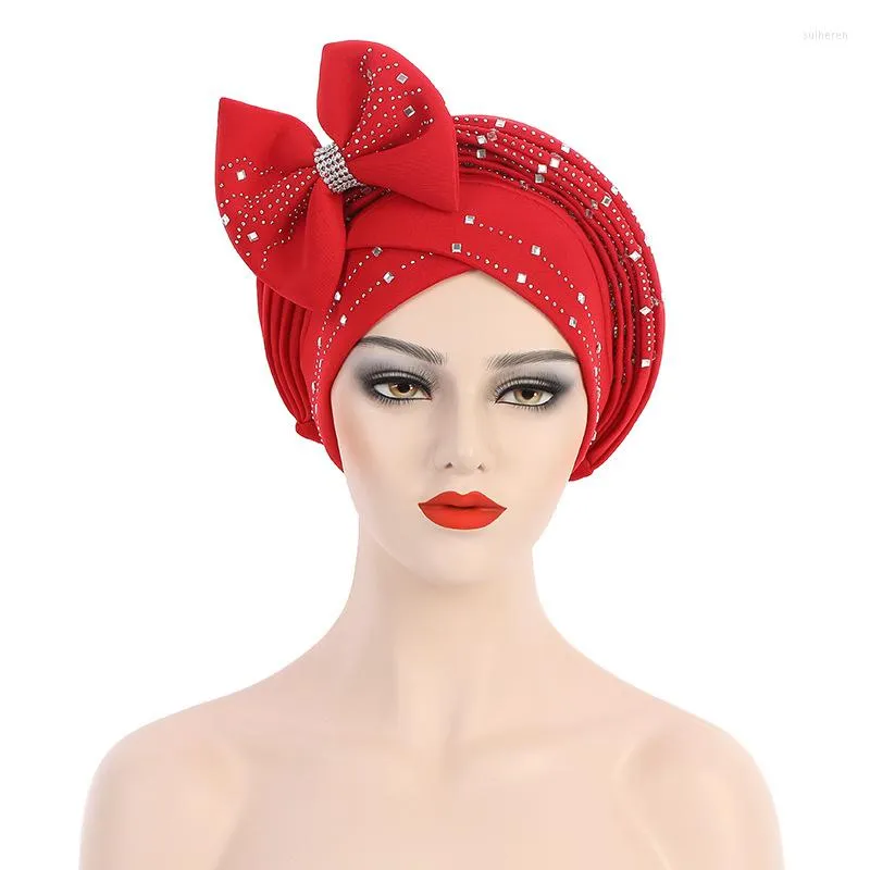 Abbigliamento etnico Squisito Papillon Copricapo Cappello africano Pronto da indossare Matrimonio Auto Geles Turbante musulmano Copricapo Copricapo femminile