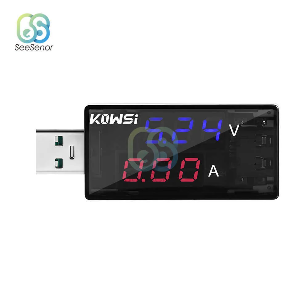 4-30V 0-6.5A Dual LED Display USB Current Voltage Charging Detector Tester Battery Voltmeter Ammeter Charger Blue/Red