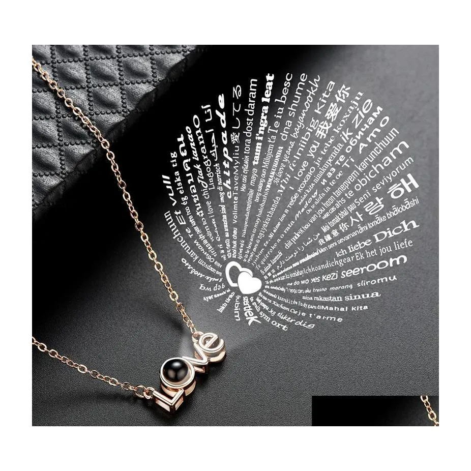 Pendant Necklaces I Love You 100 Languages Necklace Fashion Jewelry For Women High Quality Charm Mothers Day Gift Dhs Drop Delivery P Dh1Vk