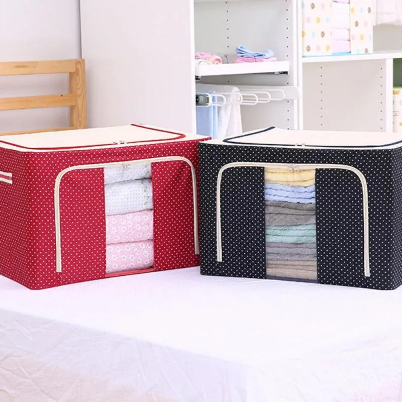 Scatole portaoggetti Borsa organizer per abbigliamento con telaio in acciaio pieghevole in tessuto Oxford trasparente per finestra trapunta coperta