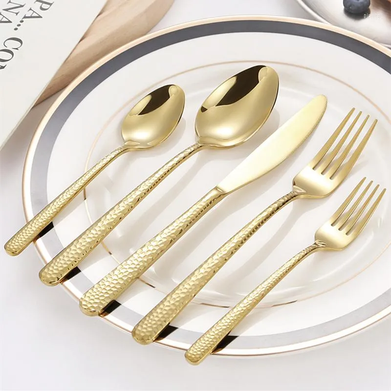 Dinnerware Sets 30Pcs 24Pcs Golden Cutlery Set Luxury Retro Western Flatware Serving For 6 Includes Spoons Forks Knifes Dishwasher Safe