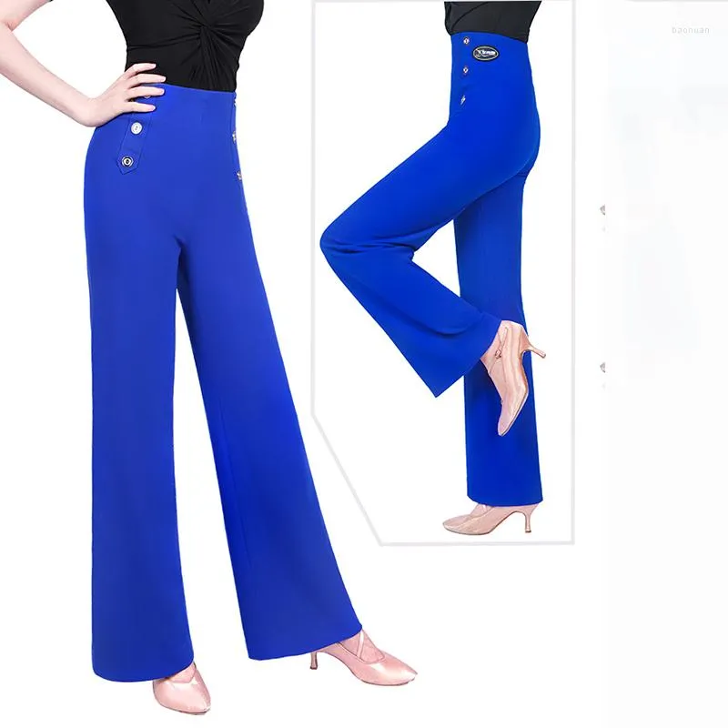 Stage Wear Latin Dance Pants Women High Waist Modern Salsa Tango Samba Ballroom Practice Long Trousers