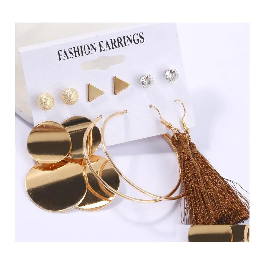 Dangle żyrandolowy kolczyki z frędzlami Kolczyki złoża Buhemian Stud Fashion Biżuter