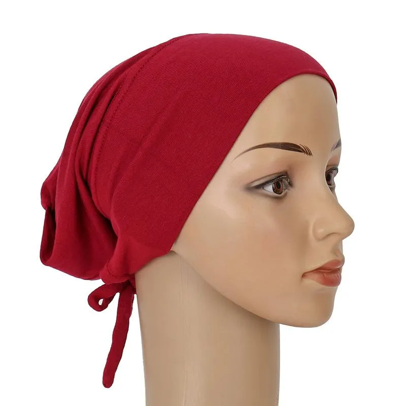 Berretti beanie/teschio tappi di cranio donne colori solido interno tosca musulmani islam sottocarf cofano sottocap cofano tostato elastico tubo turbante femmina