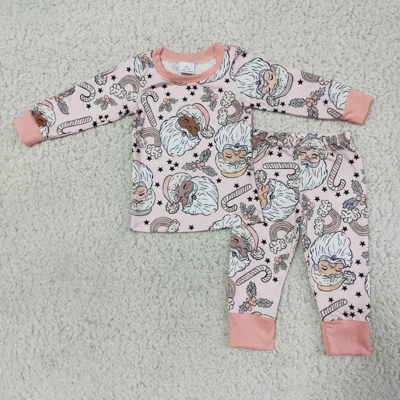 Ensembles de vêtements père noël béquille noël enfants en gros bébé garçon fille pyjamas hiver tenue à manches longues